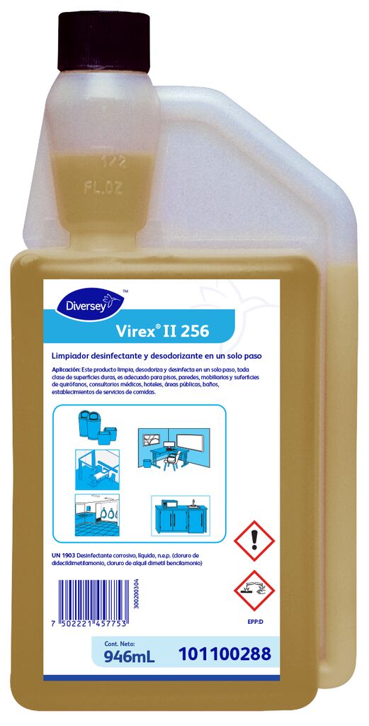VIREX II 256 6x946ml - Limpiador desinfectante y desodorante de un solo paso